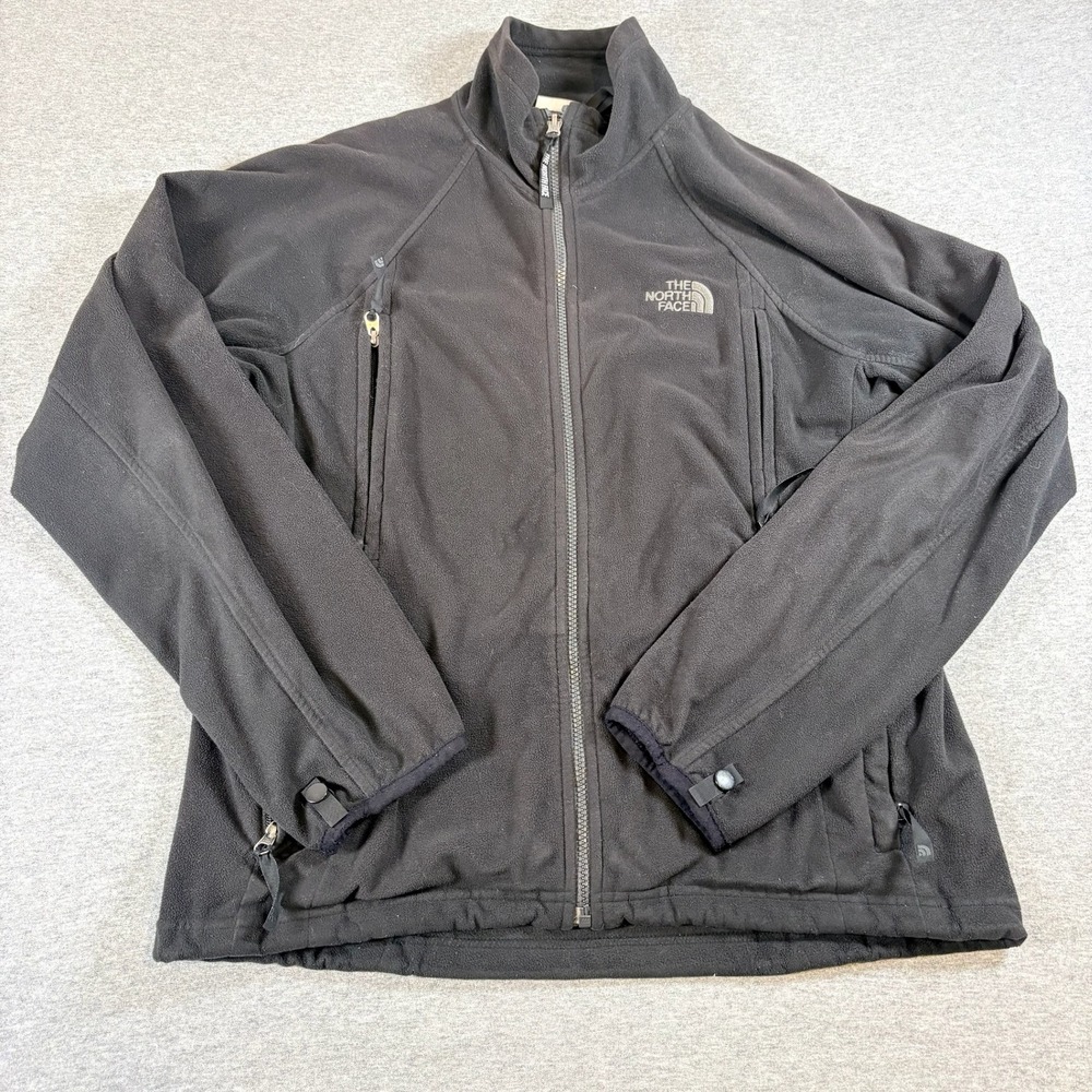 The North Face Fleece Jacket Womens L Black Full Zip Mock Neck Raglan Gorpcore